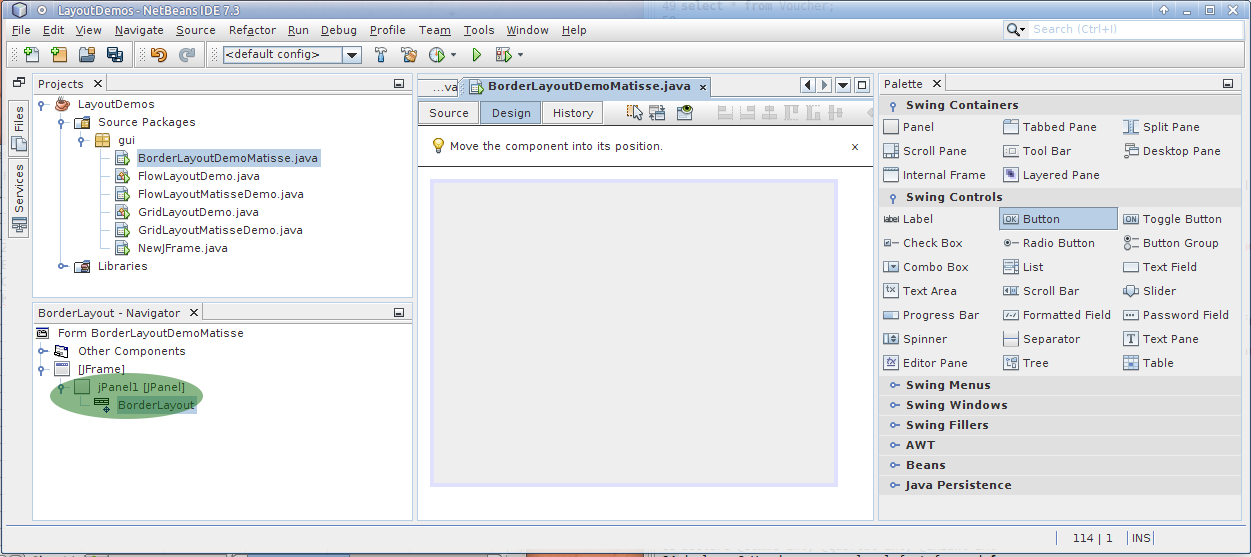 BorderLayout in Netbeans 1