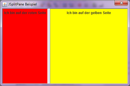 JSplitPane mit zwei JPaneln, horizontale Trennung