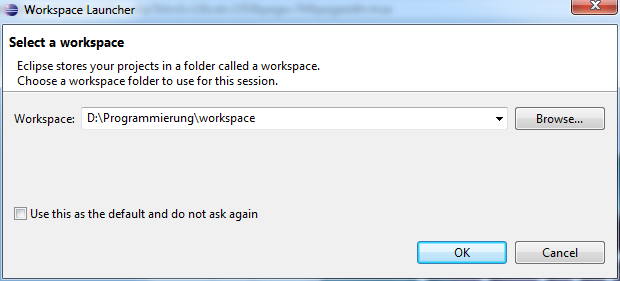 Workspace auswählen in Eclipse